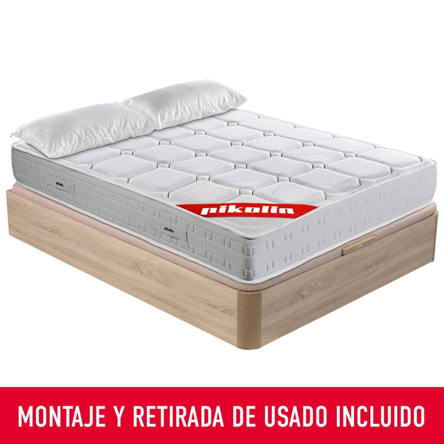 Colchón Muelles Ensacados + Canapé Abatible + Almohada Fibra | ENVIO, MONTAJE Y RETIRADA INCLUIDO | Wow