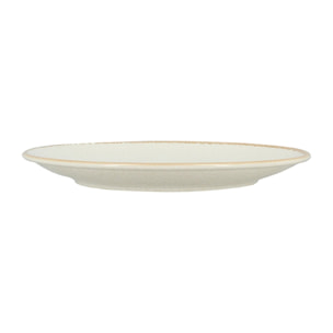 Lot de 6 assiettes plates en porcelaine blanche et liseré beige 27cm NUANCE