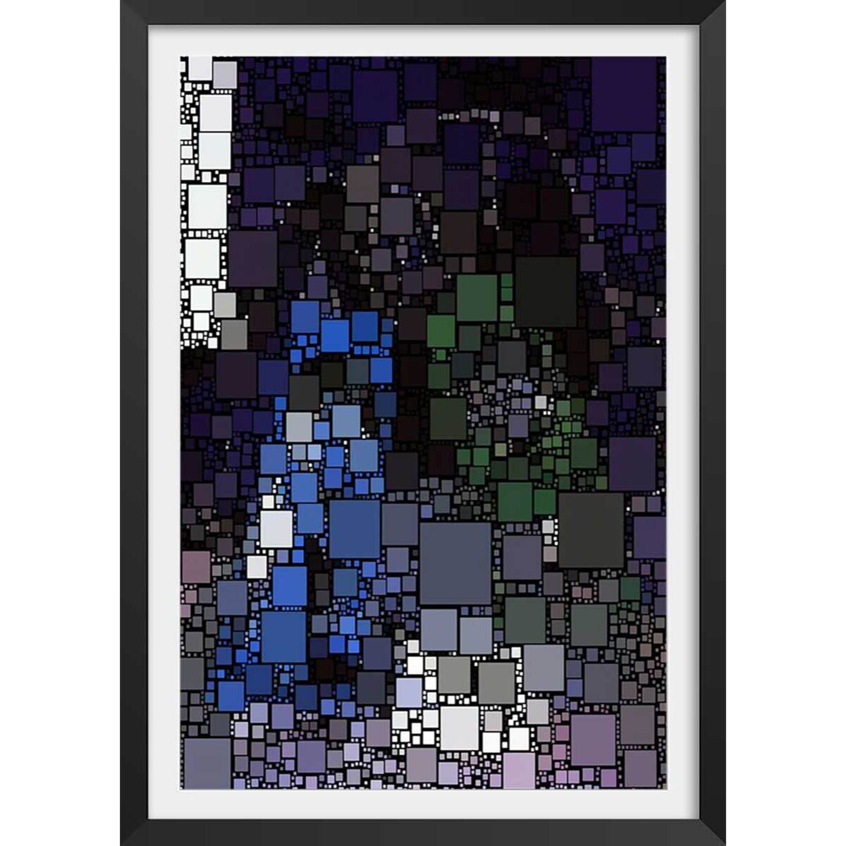 Affiche vitraux sainte chapelle Affiche + cadre en bois - Noir