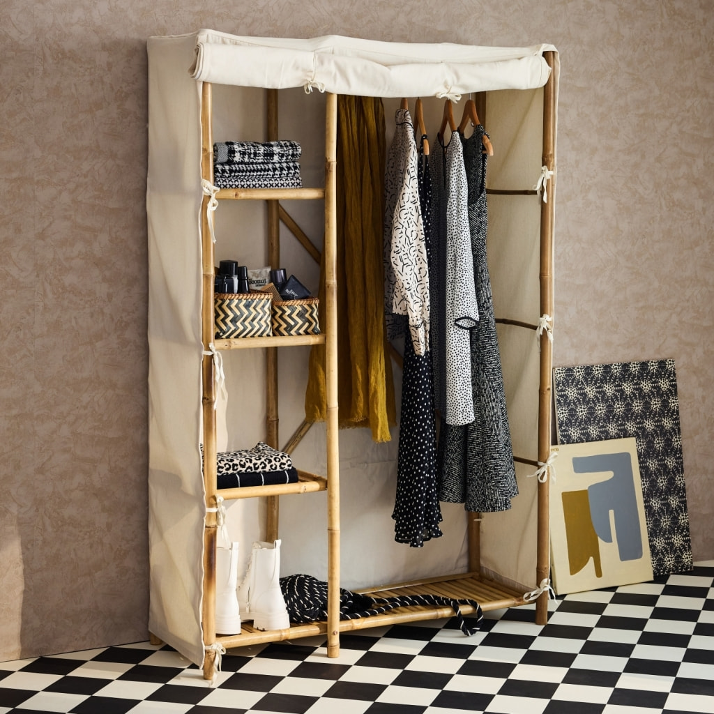 Armoire dressing bambou 3 étagères FIDJI