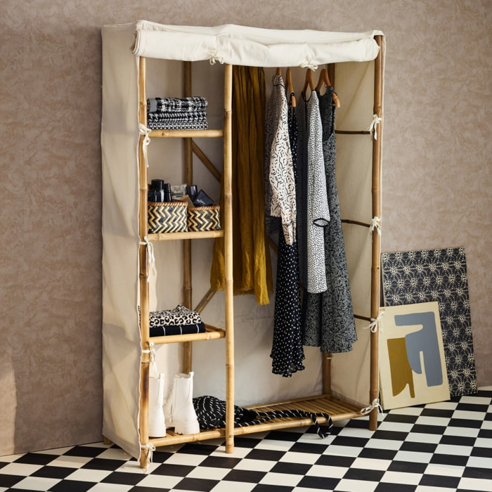 Armoire dressing bambou 3 étagères FIDJI