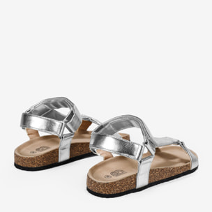 Sandalias deportivas plateadas con velcro