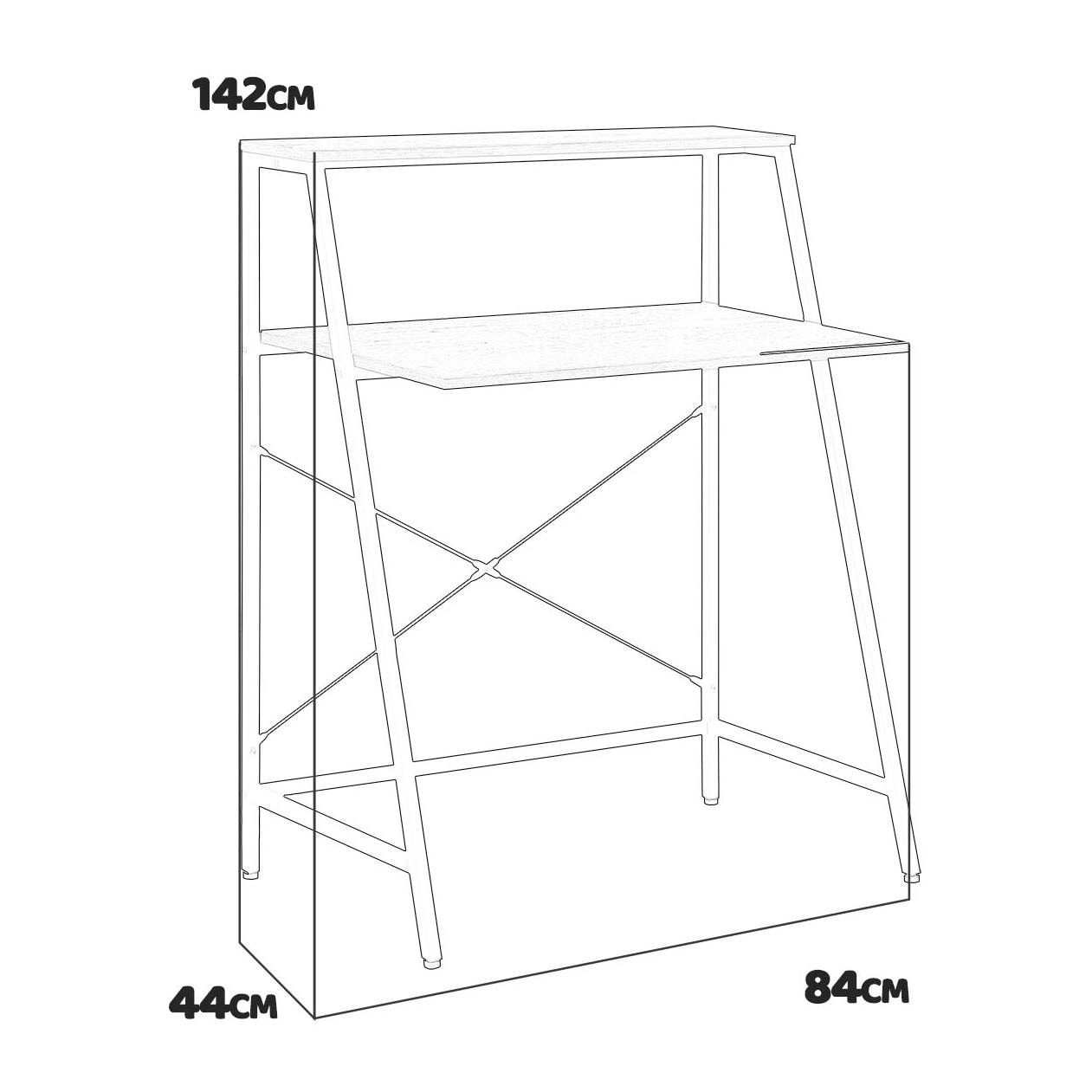 Lenny - scrivania in legno e metallo con ripiano - 80x48x104 cm