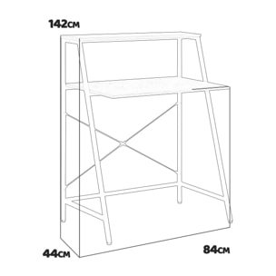 Lenny - scrivania in legno e metallo con ripiano - 80x48x104 cm