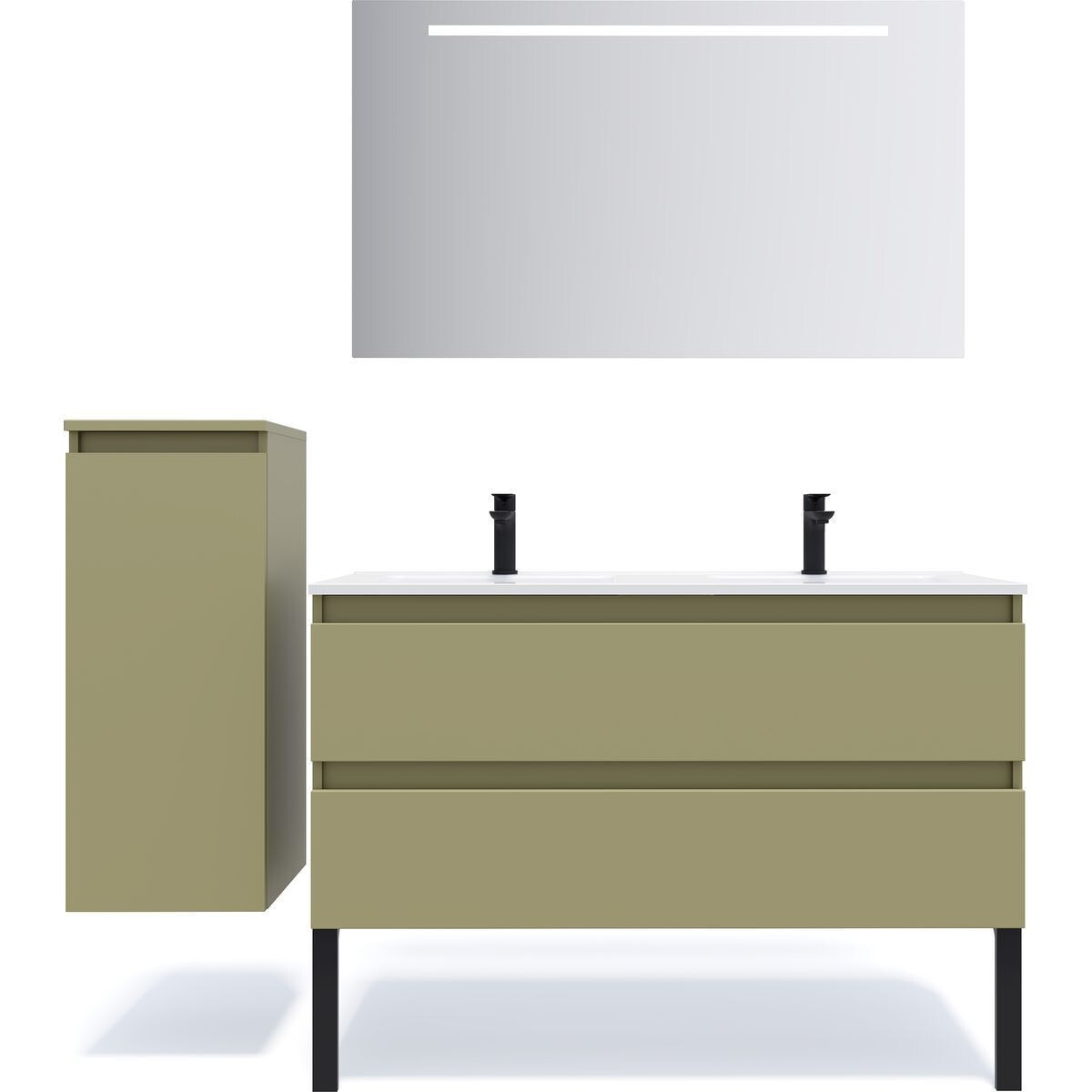 Ensemble double vasque 2 tiroirs + miroir - HUDSON