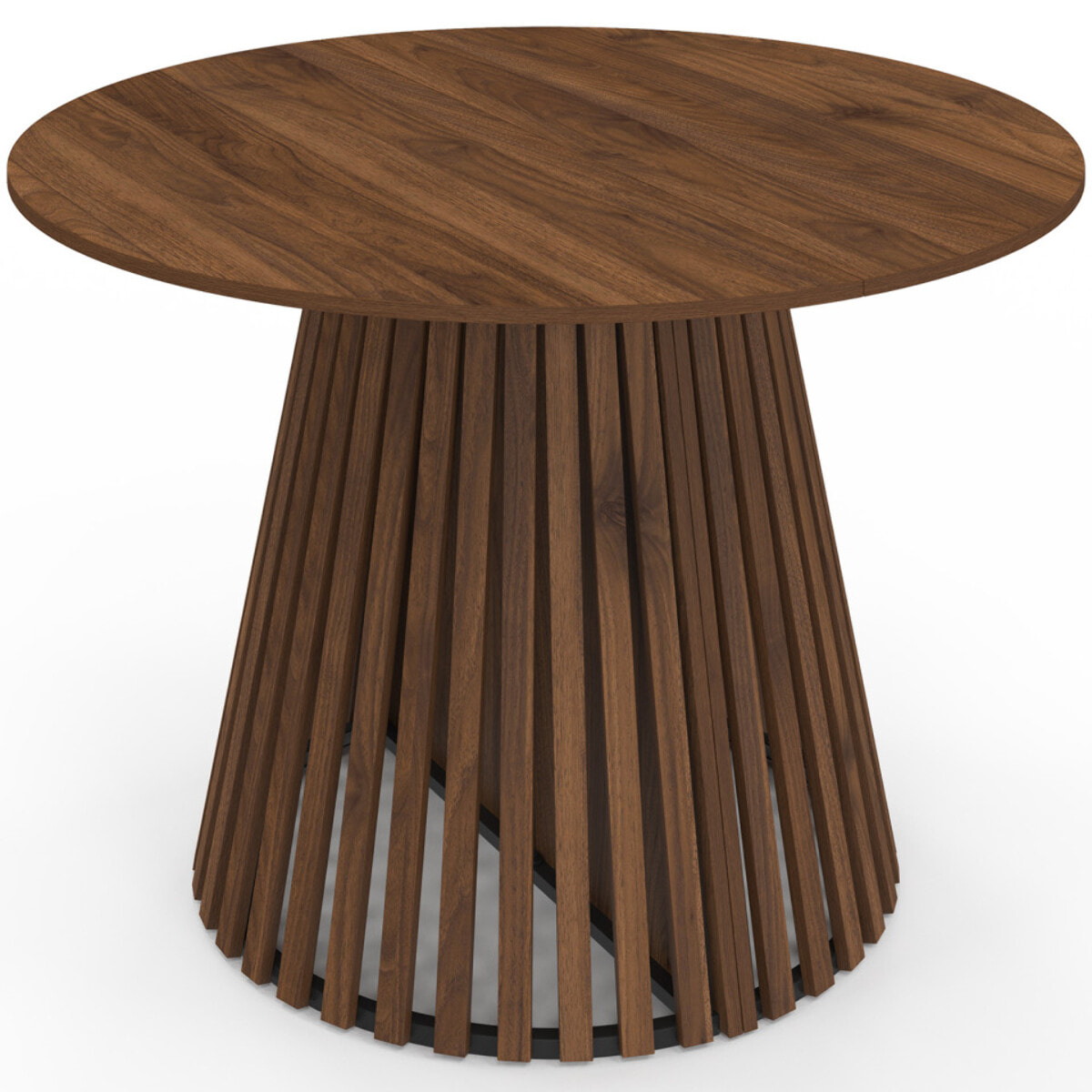 Table à manger ronde extensible Camélia Ø110-300cm effet noyer