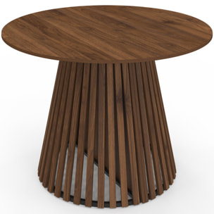 Table à manger ronde extensible Camélia Ø110-300cm effet noyer