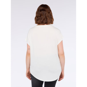Fiorella Rubino - Camiseta bimatérica con cuello redondo - Blanco