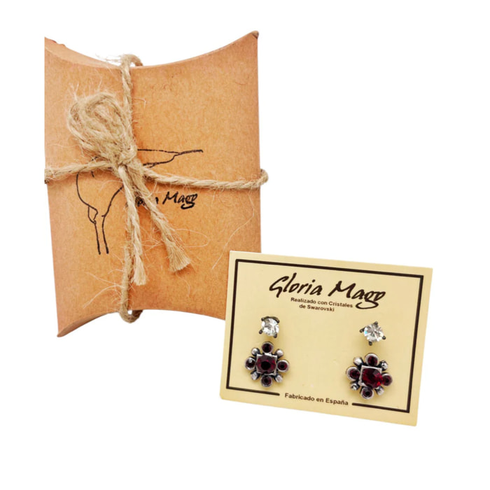 Pack 2 pares pendientes cristal SW y plata 10µ. C2