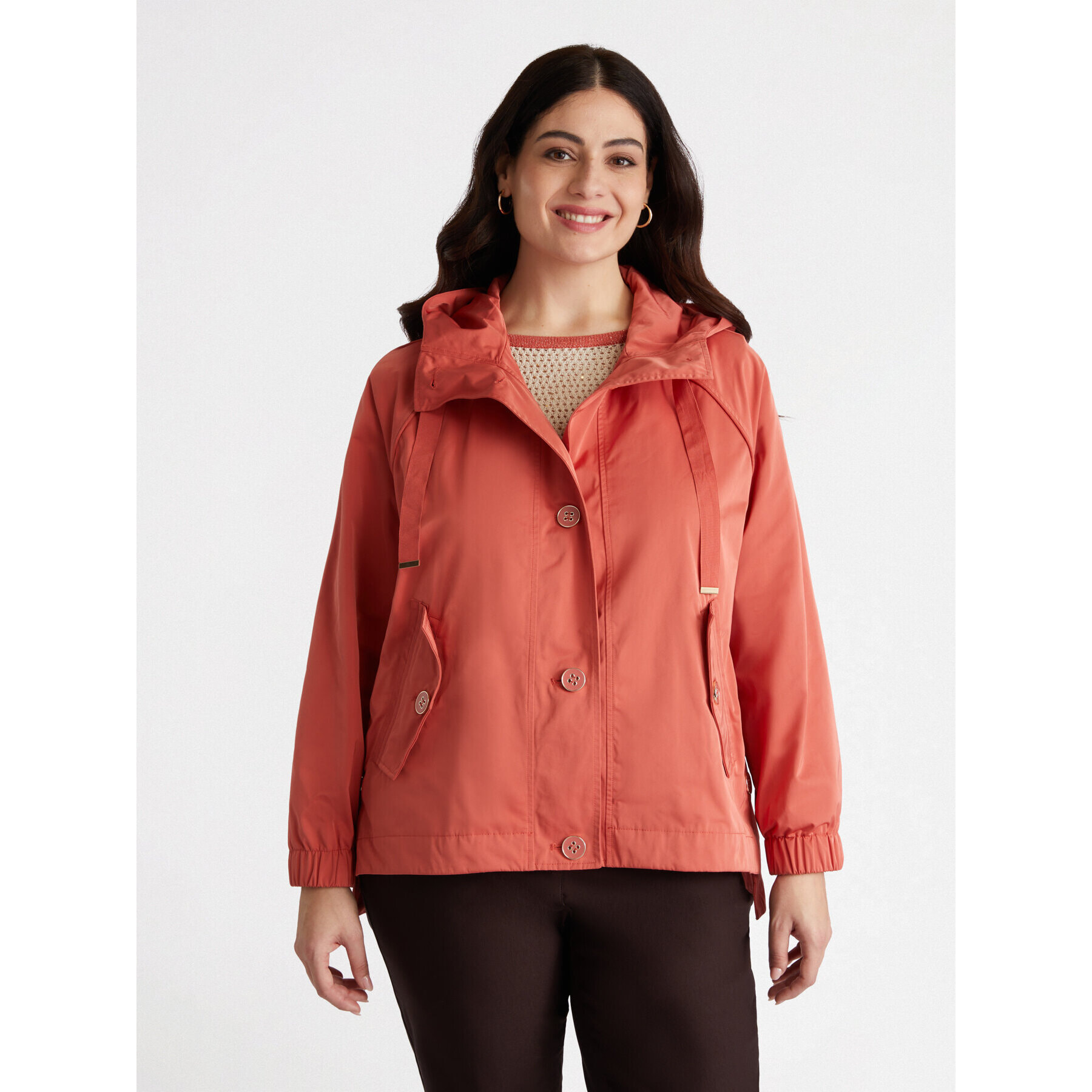 Fiorella Rubino - Parka color papaya - Naranja sol