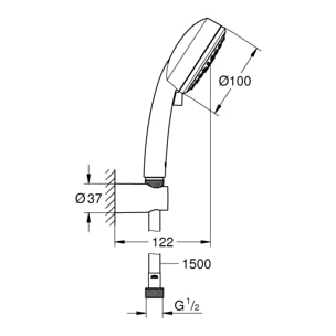 GROHE Vitalio Comfort 100 Ensemble de douche 2 jets avec support mural Chromé 26399000