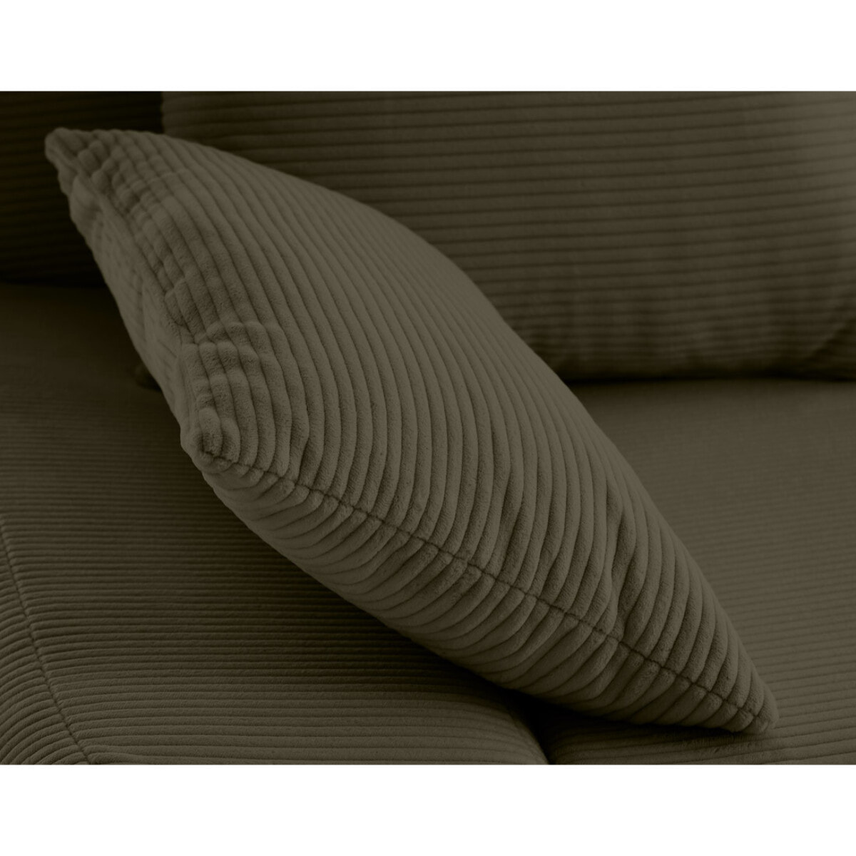 Larson - canapé droit 3 places convertible avec coffre en velours côtelé - Vert Kaki