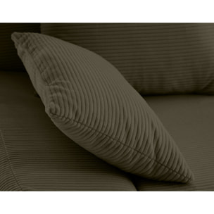 Larson - canapé droit 3 places convertible avec coffre en velours côtelé - Vert Kaki