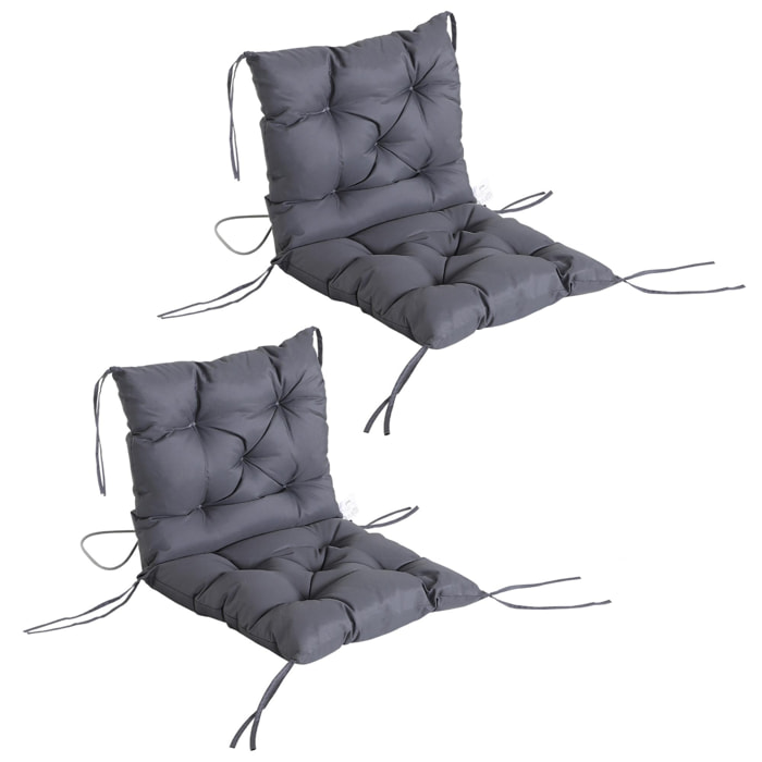 Lot de 2 coussins matelas assise dossier 2 en 1 pour chaise fauteuil grand confort 98L x 50l x 8H cm gris