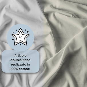 PARURE COPRIPIUMINO NATURAL COLOR, 100% Cotone, Made in Italy - GRIGIO CHIARO/PANNA