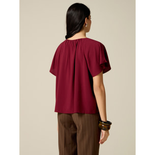 Oltre - Blusa in viscosa con drappeggio - Bordeaux