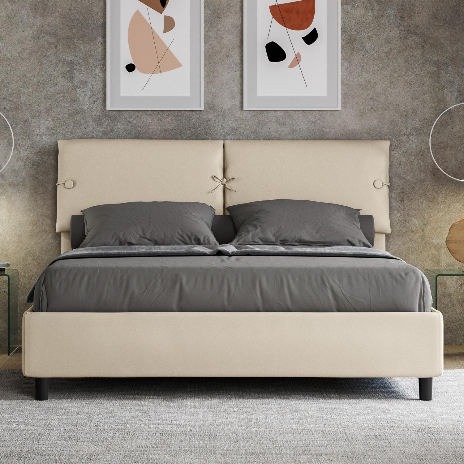 Lit rembourrée coffre 160x210 similicuir taupe Sleeper