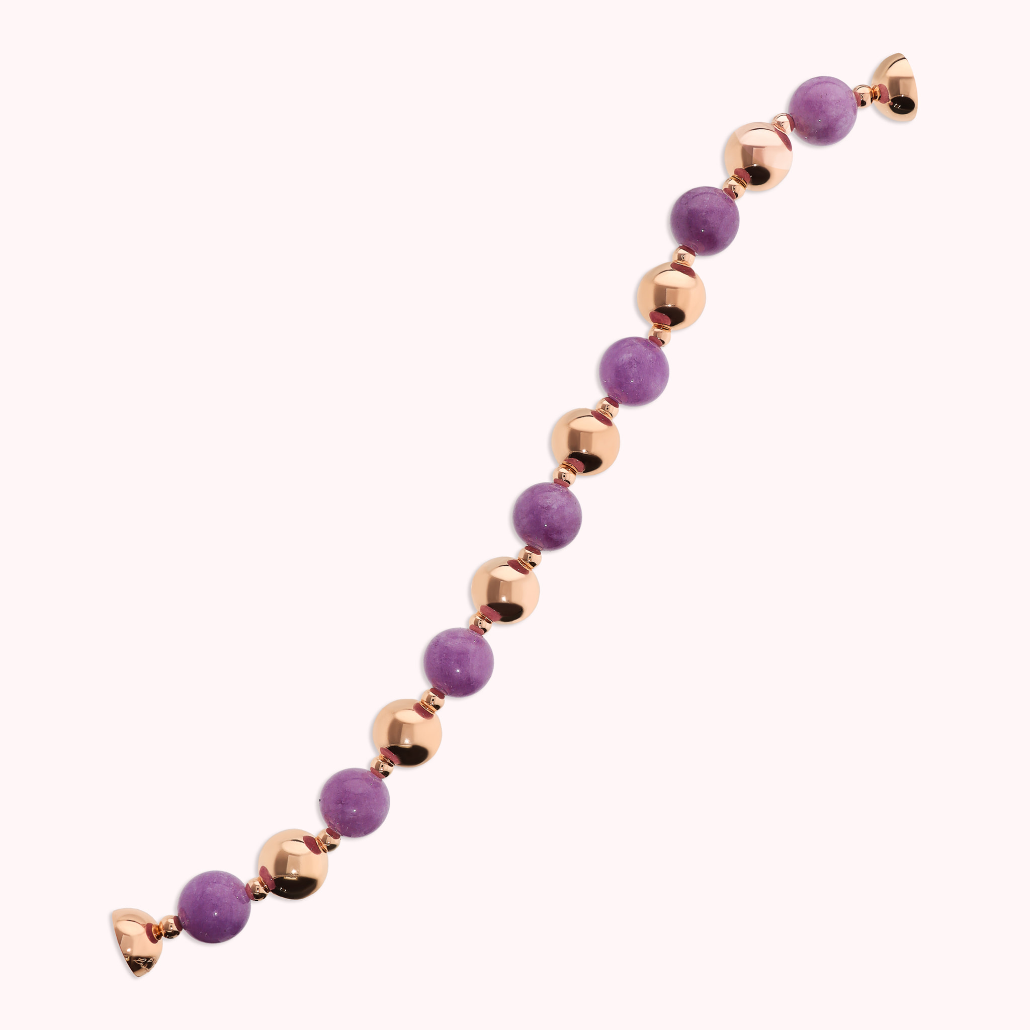 Bracciale con Bead Lucide e Pietre Naturali di Giada Viola