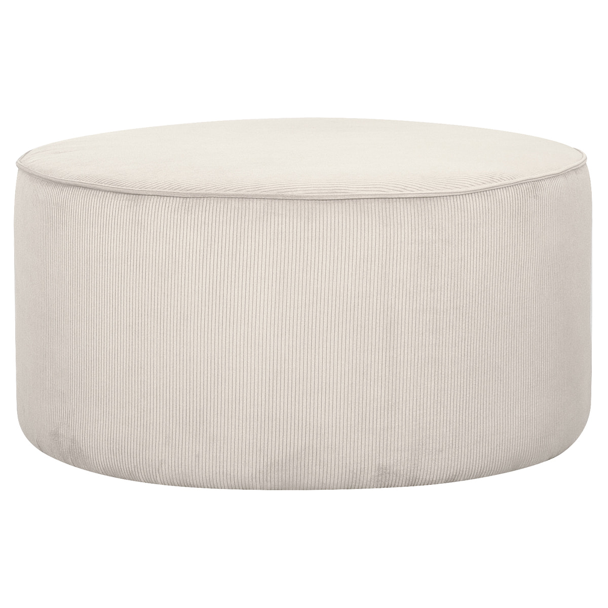 Pouf rond en tissu velours côtelé écru D70 cm LOUIS