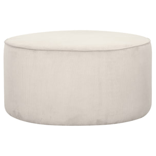 Pouf rond en tissu velours côtelé écru D70 cm LOUIS