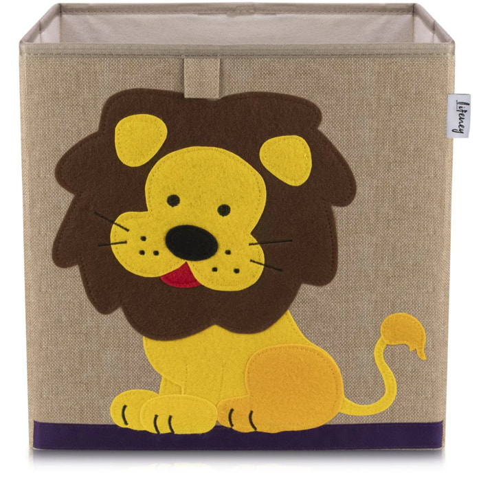 Boîte de rangement en tissu pour enfant "lion" sur fond foncé, compatible Ikea Kallax Lifeney