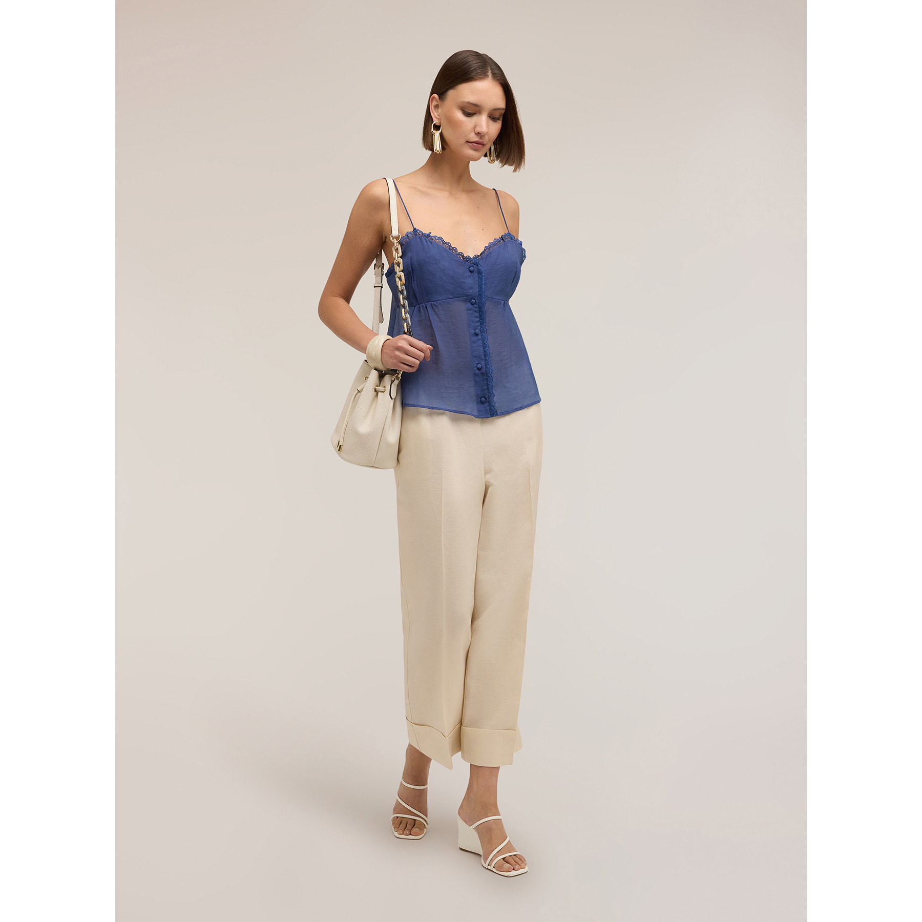 Motivi - Top de muselina con botones - Azul