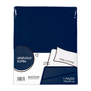 LENZUOLO SOPRA LETTO MATRIMONIALE BLU NAVY 100% COTONE