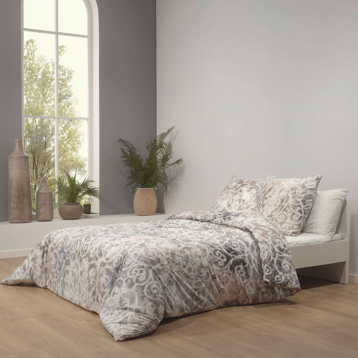 Parure de lit avec housse de couette 240x220 cm + 2 taies d'oreiller 65x65 cm 100% percale de coton - NANTAISE -