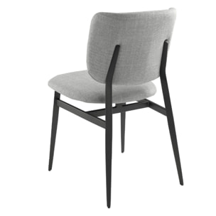 Silla Angel Cerdá con asiento y respaldo tapizados en tela en gris claro patas de acero inoxidable en epoxi negro 48x60x83cm