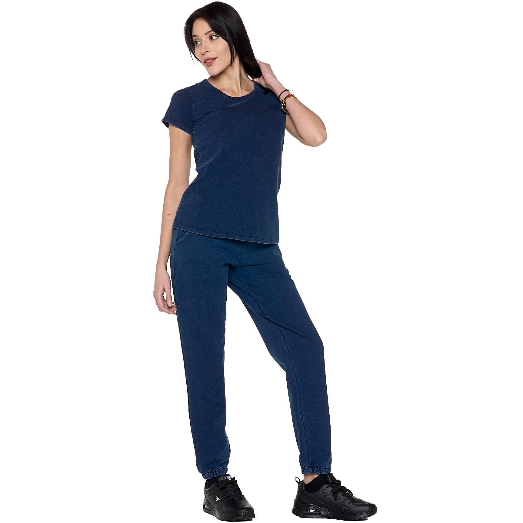 T-shirt da donna a manica corta in denim "Indaco"