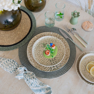 Lot de 6 assiettes plates vertes en grès 26cm JADE