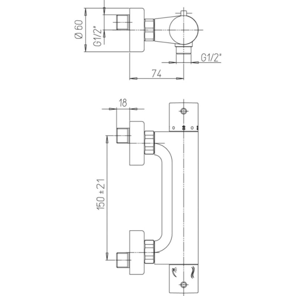 Paini Mitigeur douche thermostatique Cox gris acier