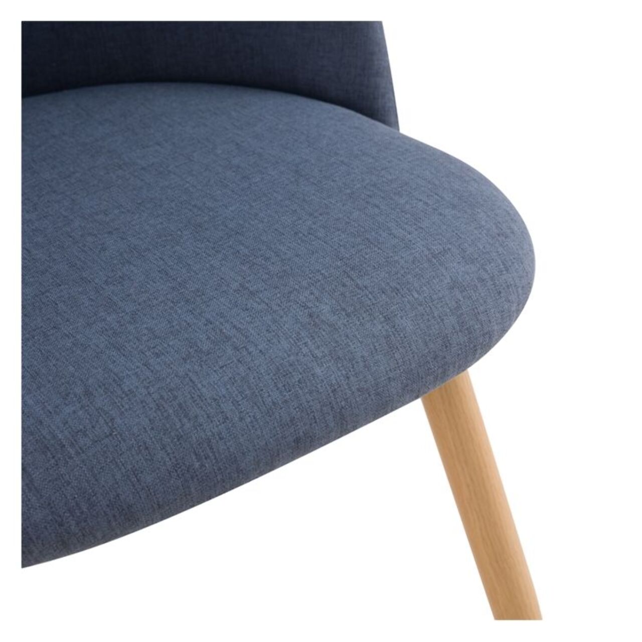 Lot de 2 chaises en tissu bleu et pieds en métal effet bois - Cozy