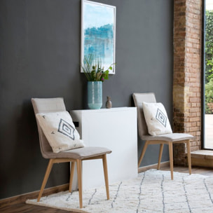 Table à manger pliante Tan -bois massif et panneau de mdf-couleur laqué blanc mat 160 x 78 x 90 cm