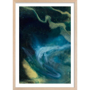 Poster bleu constellation Affiche + cadre en bois - Chêne