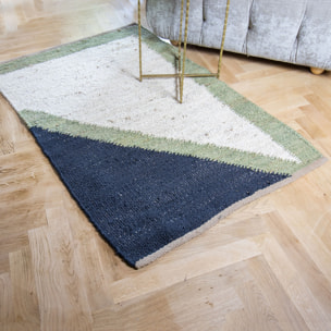 TAPIS EN JUTE KAKI  NOIR ET BEIGE TISSE À LA MAIN 90X150CM ZODIAC