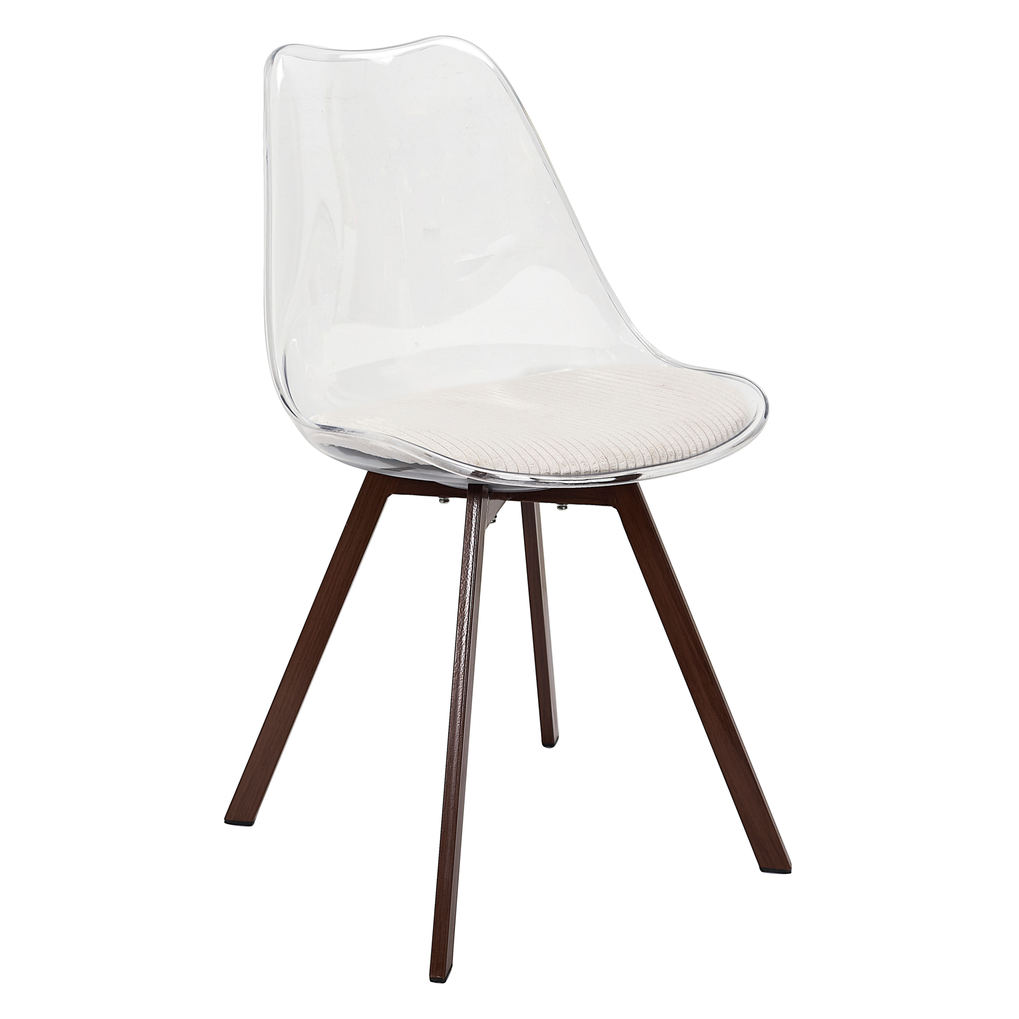 Chaise Transparente Coussin Cotele Scott Beige - Lot De 4