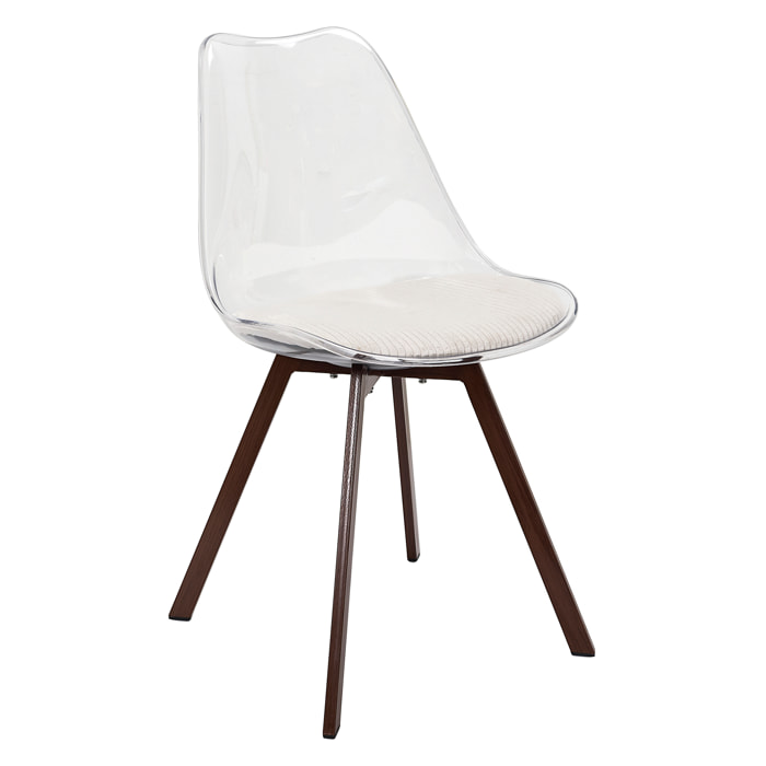 Chaise Transparente Coussin Cotele Scott Beige - Lot De 4