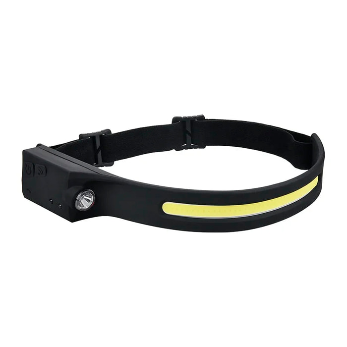 Torcia frontale LED con 350 lm, 6 modalità di illuminazione, sensore di movimento e batteria ricaricabile da 1200 mAh.