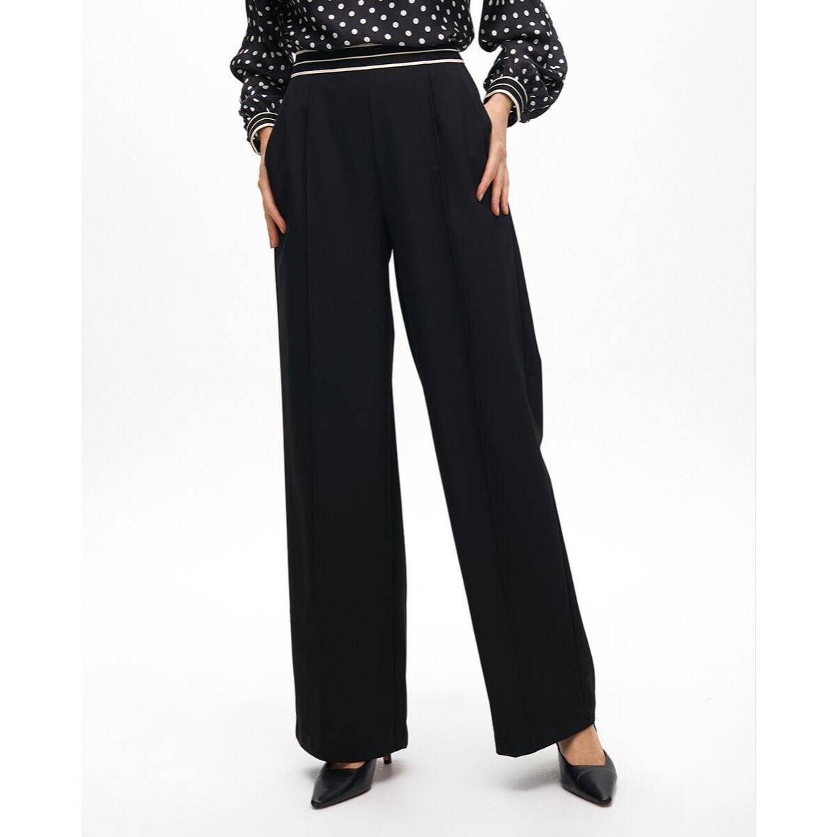 Pantaloni Dritti Bicolore con Fascia Elastica