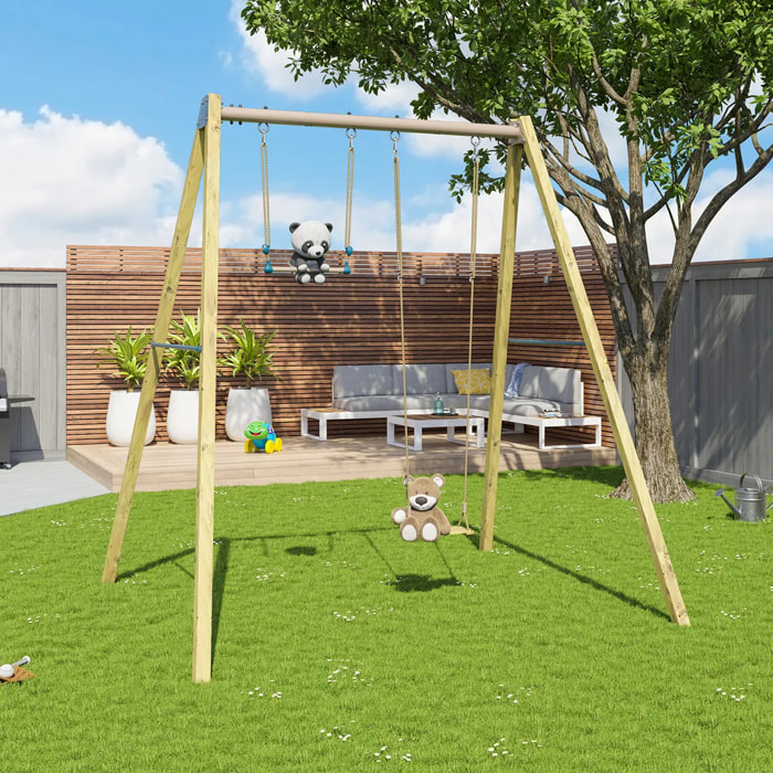 Balançoire en bois poutre métal 3 m Adulte WALTER 2 - 2 personnes