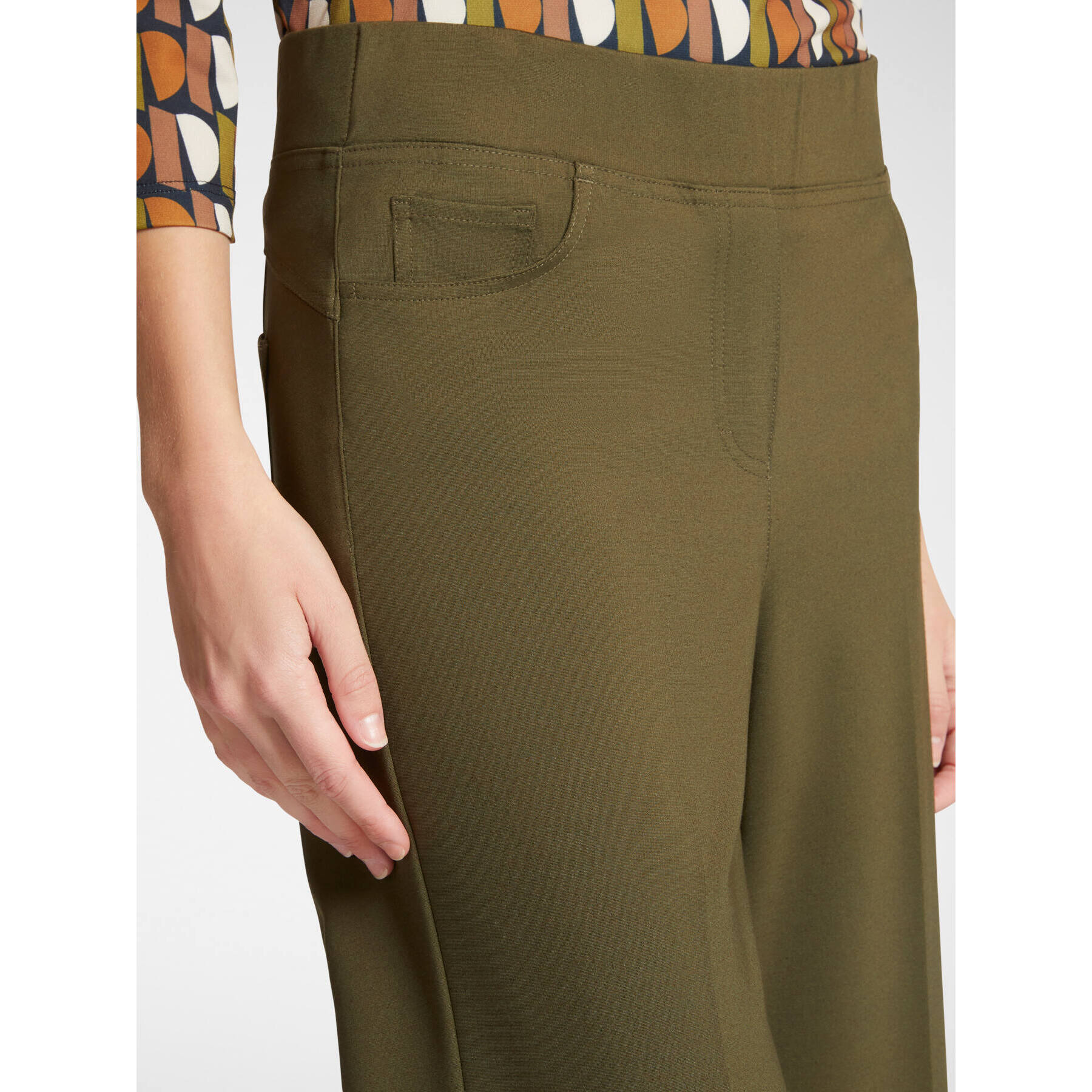 Elena Mirò - Pantalones pull on de punto Milano - Verde militare