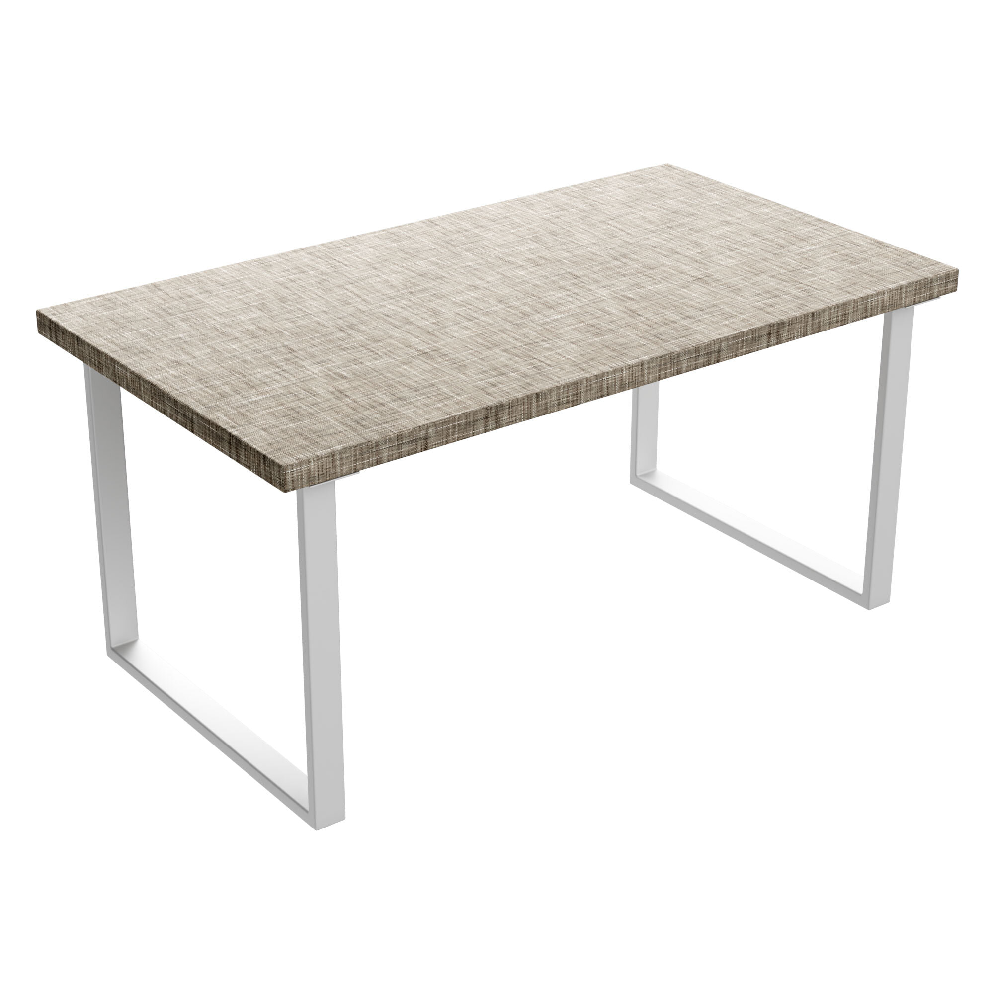 Tavolo da pranzo in legno e metallo con piedi squared bianchi 160x90 cm Grigio Testurizzato