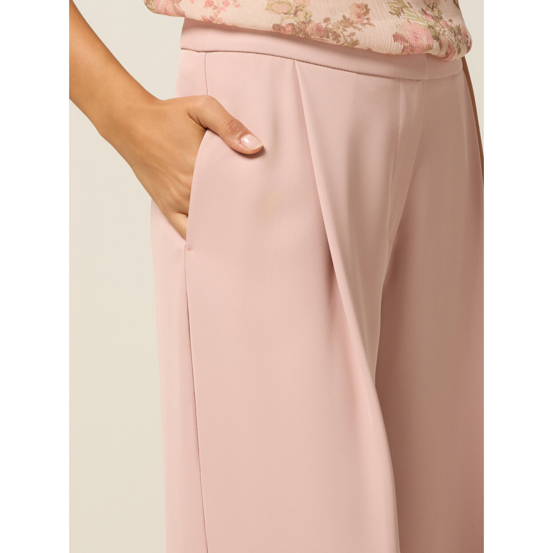 Oltre - Pantalones palazzo de tejido fluido - Rosa