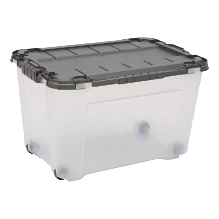 Boîte de rangement rectangulaire Block'it 60L transparent