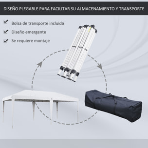 Carpa Plegable 6x3 m Cenador de Jardín con Altura Ajustable en 3 Niveles Bolsa de Transporte Anti-UV y Marco de Acero Carpa de Jardín para Patio Terraza Blanco