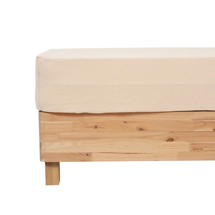 Drap housse "Flora" gaze de coton lin 140x190cm