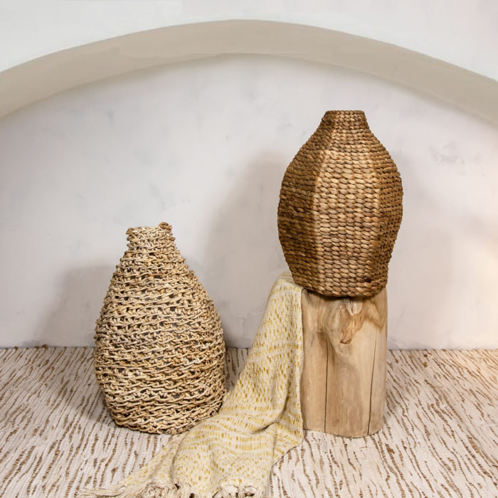 Jarre décorative en fibre d'abaca h55cm