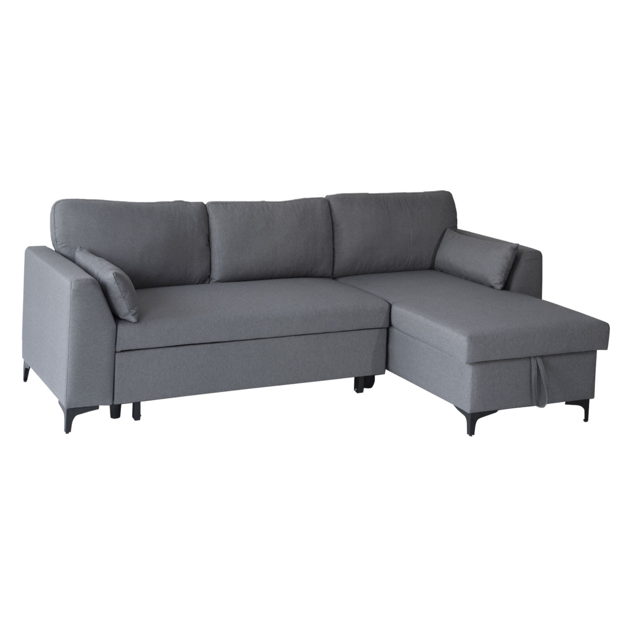 Canapé d'angle convertible LOGAN 3 places gris