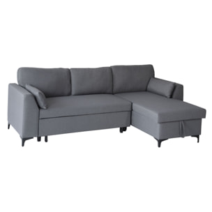 Canapé d'angle convertible LOGAN 3 places gris